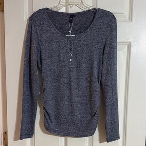 Elegant Blue Charcoal Long Sleeve Top